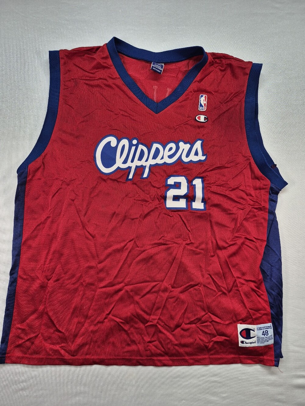 Champion NBA Jersey Shirt Men's XL Red Clippers #21 Darius Miles